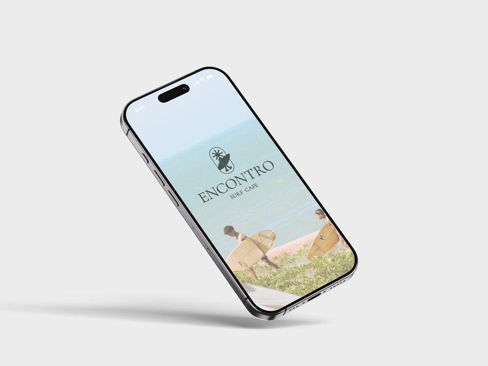 Encontro Surf Cafe phone mockup