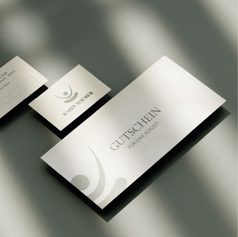 Karin Maurer business card and voucher mockup